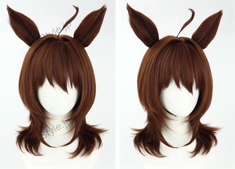 ウマ娘 プリティーダービー アグネスタキオン コスプレウィッグ 耳付き